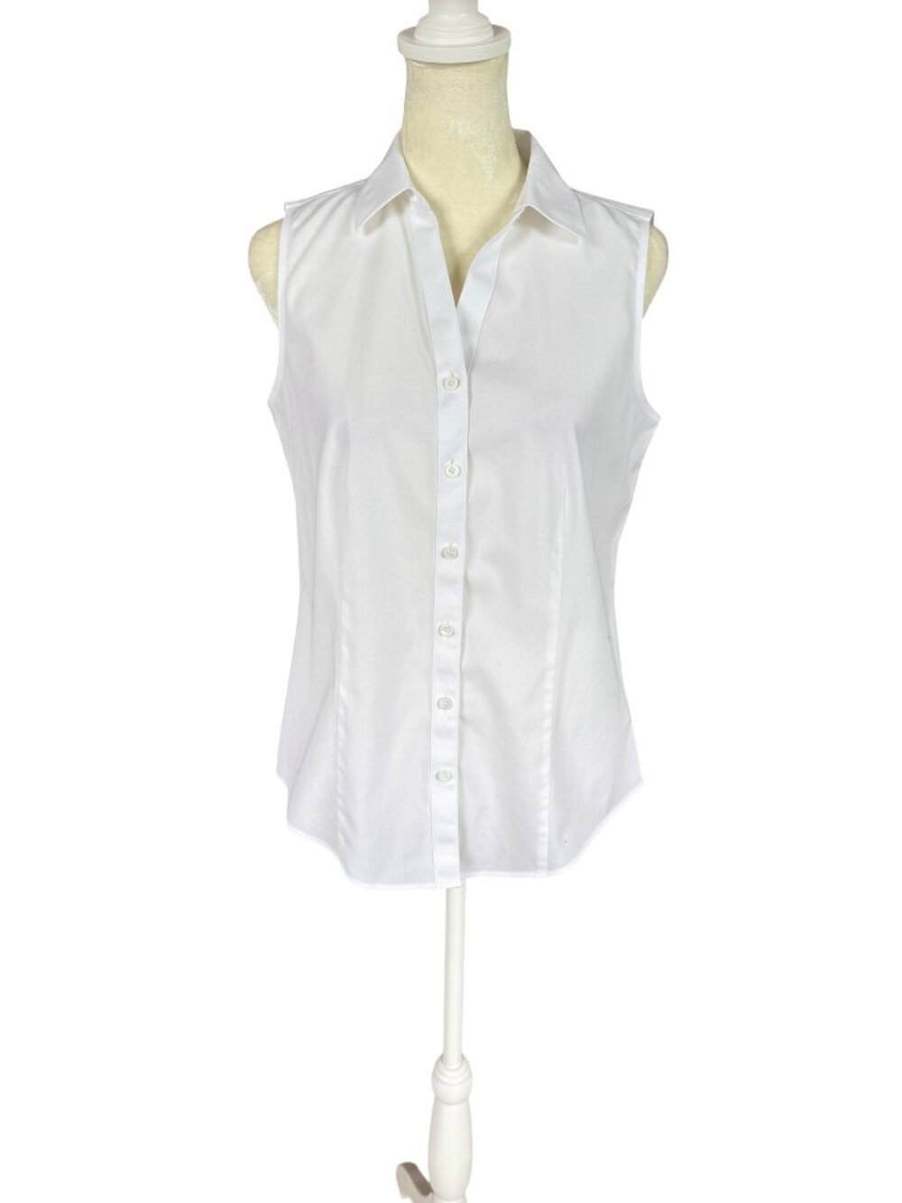 Talbots Petites no-iron women's white sleeveless button down shirt size 2P